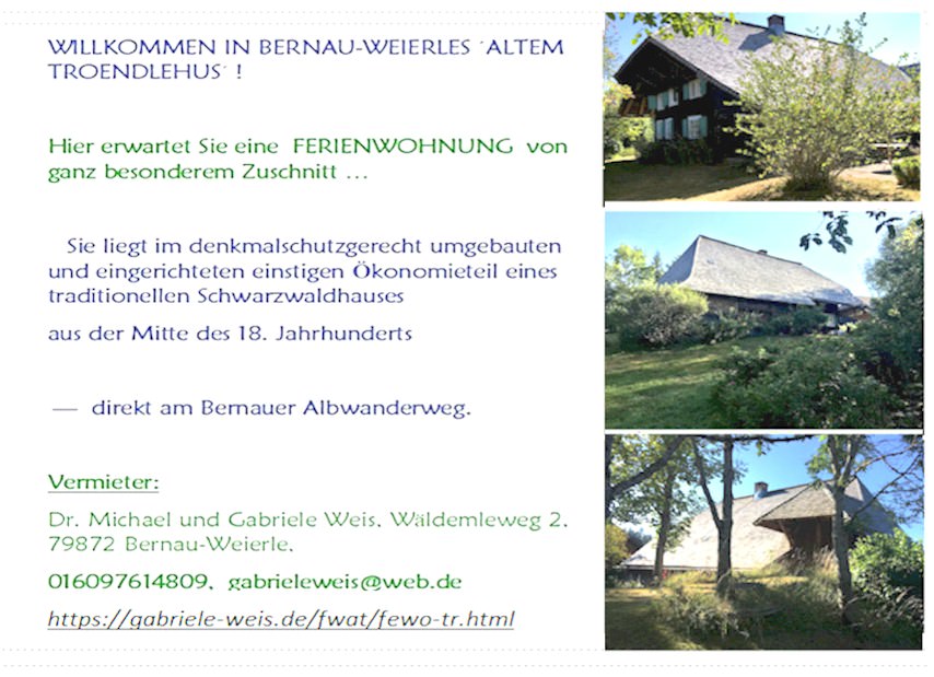 Fewo  Altes Troendlehus in Bernau im Schwarzwald